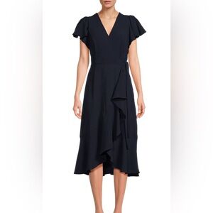 Tommy Hilfiger Navy Ruffle Midi Dress
